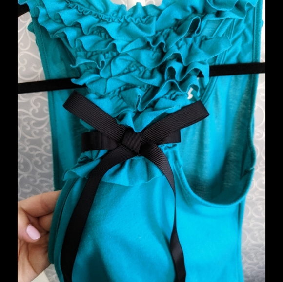 Self Esteem Teal racerback women's top w ruffles - Picture 6 of 9